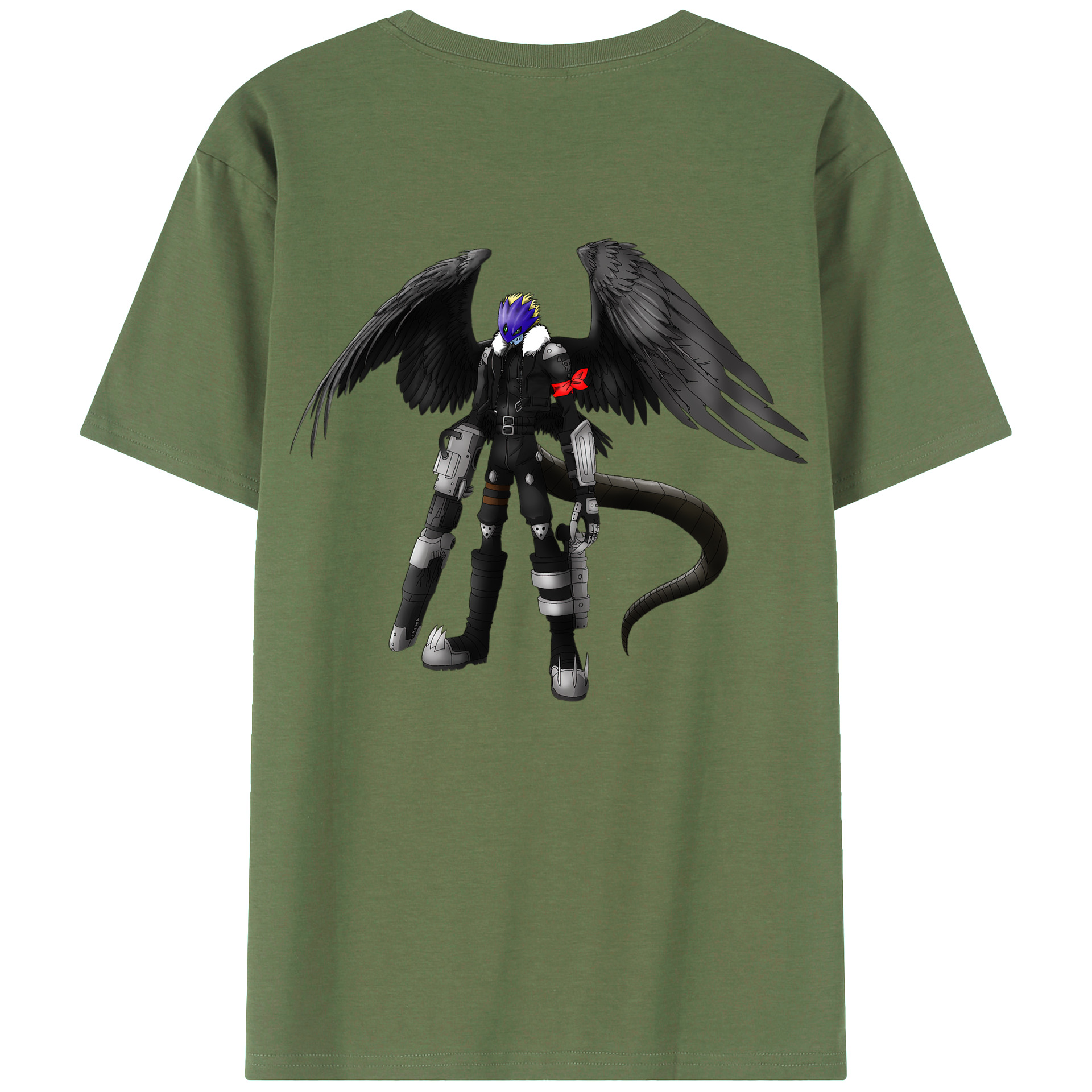 （画像用） Digimon デジタルモンスター/デジモン 綿100％ メンズ半袖Tシャツ（バックプリント） 通気性